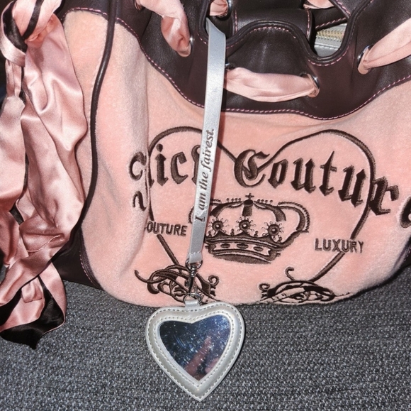 Vintage Juicy Couture Baby Pink Brown Terry Cloth Bag - Picture 10 of 12